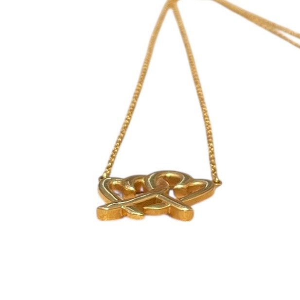 TIFFANY&CO. 蒂芙尼 緞帶雙心項鍊 K18YG-6