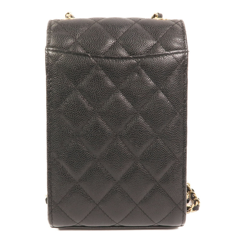 CHANEL 牛皮皮革Phone Bag金扣鏈帶肩背袋-1