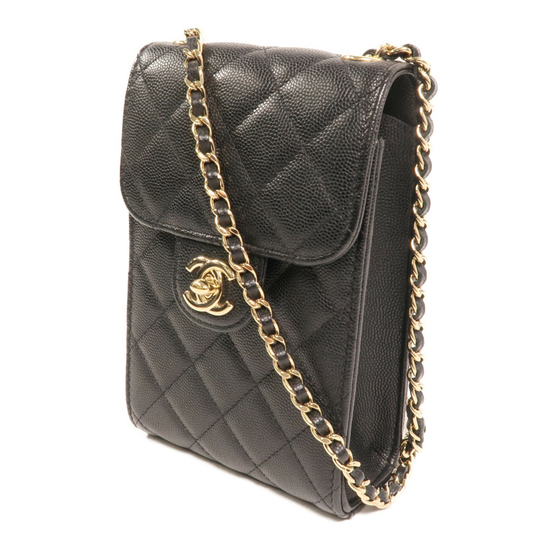 CHANEL 牛皮皮革Phone Bag金扣鏈帶肩背袋-2