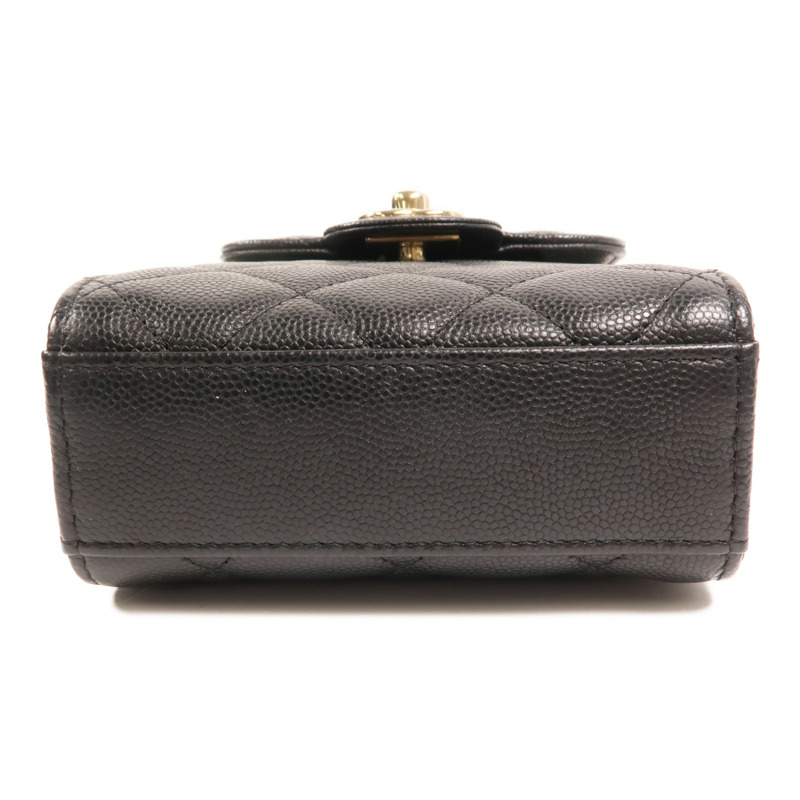 CHANEL 牛皮皮革Phone Bag金扣鏈帶肩背袋-3