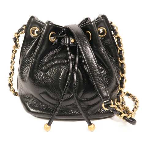 CHANEL 牛皮皮革Bucket金扣鏈帶肩背袋