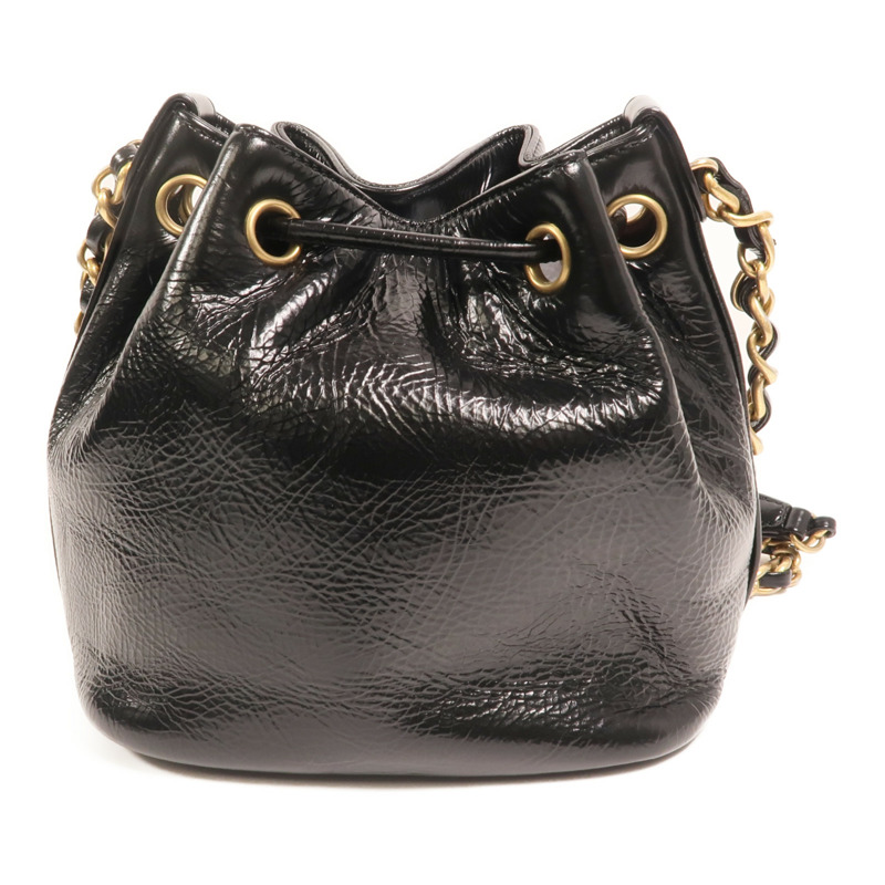 CHANEL 牛皮皮革Bucket金扣鏈帶肩背袋-1
