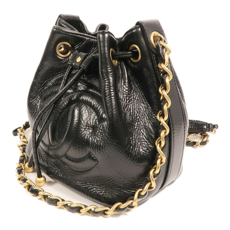 CHANEL 牛皮皮革Bucket金扣鏈帶肩背袋-2