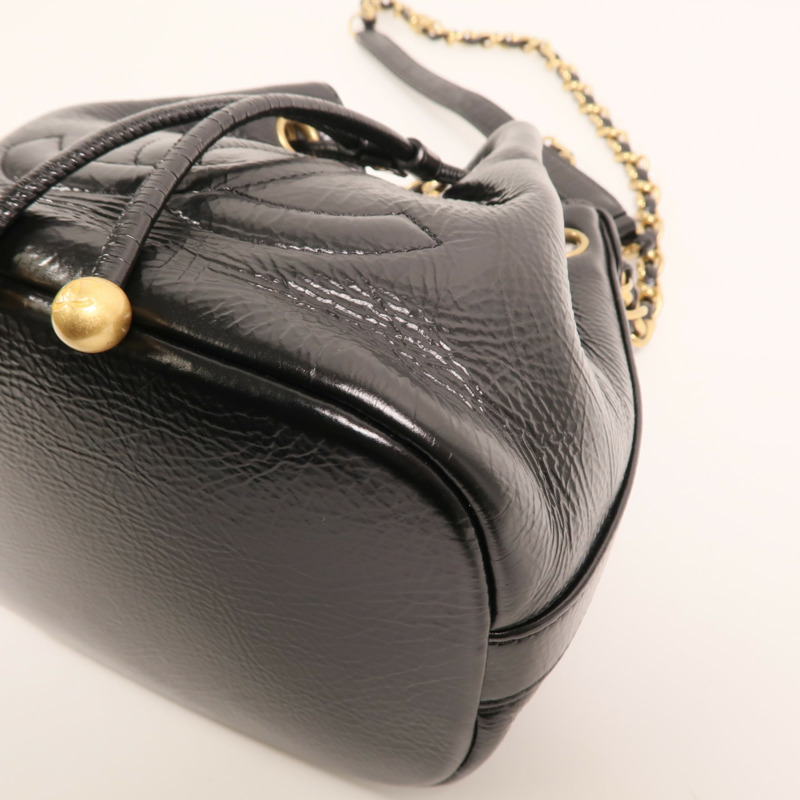 CHANEL 牛皮皮革Bucket金扣鏈帶肩背袋-9
