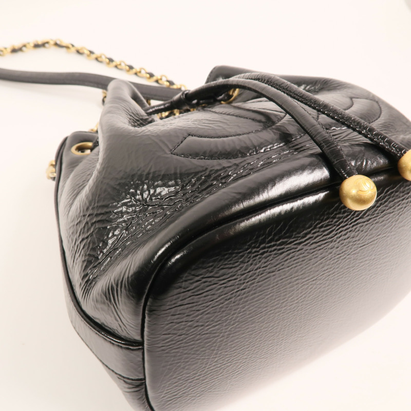 CHANEL 牛皮皮革Bucket金扣鏈帶肩背袋-10