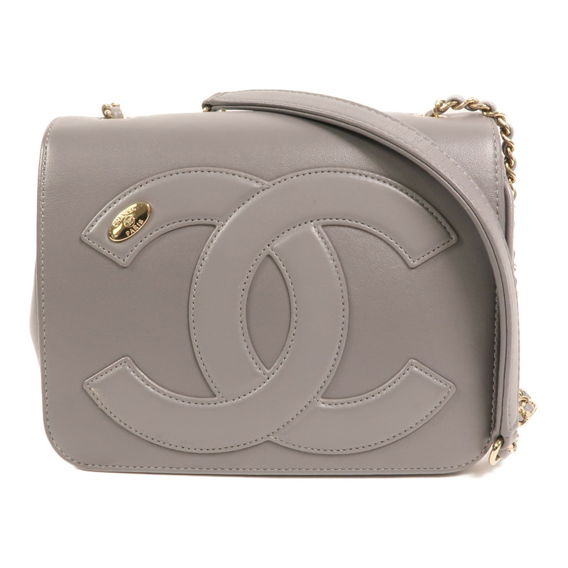 CHANEL 牛皮皮革CC Mania Flap Bag金扣鏈帶肩背袋-0
