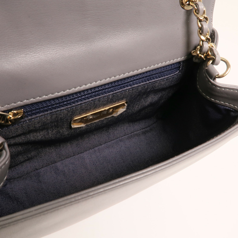 CHANEL 牛皮皮革CC Mania Flap Bag金扣鏈帶肩背袋-4