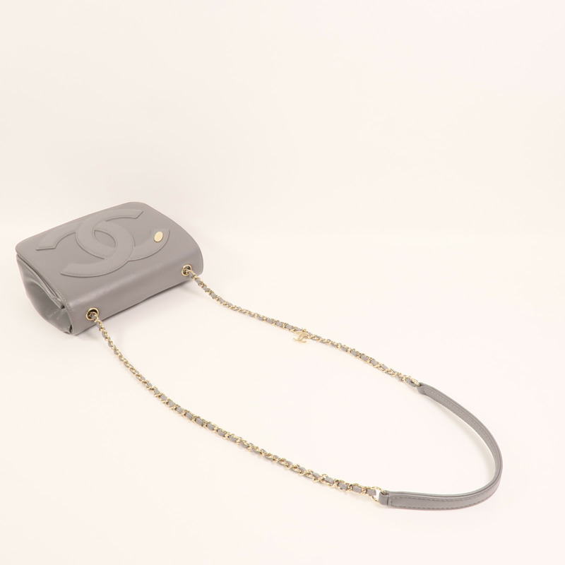 CHANEL 牛皮皮革CC Mania Flap Bag金扣鏈帶肩背袋-7