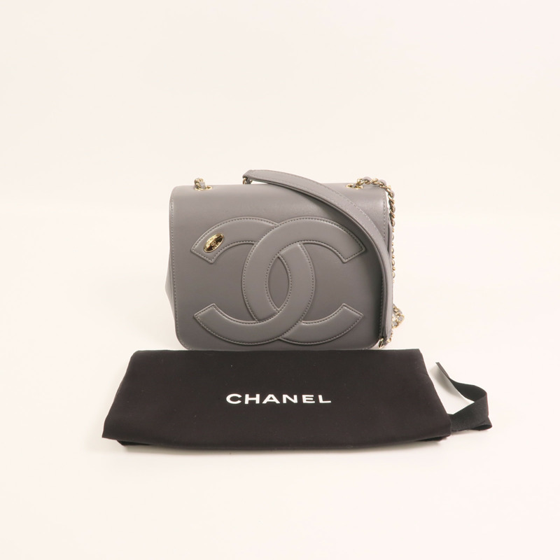 CHANEL 牛皮皮革CC Mania Flap Bag金扣鏈帶肩背袋-10