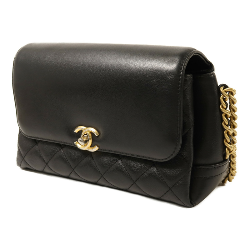 CHANEL 羊皮皮革Chain Shoulder金扣鏈帶肩背袋-2