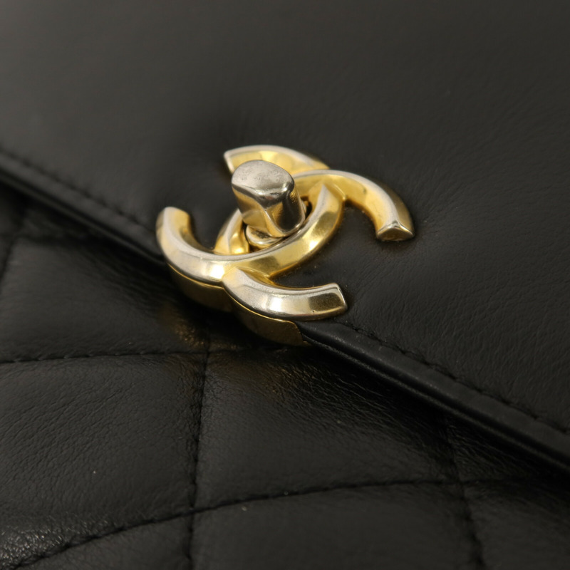 CHANEL 羊皮皮革Chain Shoulder金扣鏈帶肩背袋-8