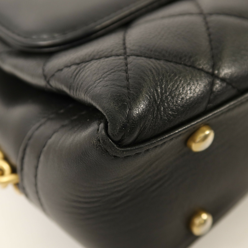CHANEL 羊皮皮革Chain Shoulder金扣鏈帶肩背袋-9