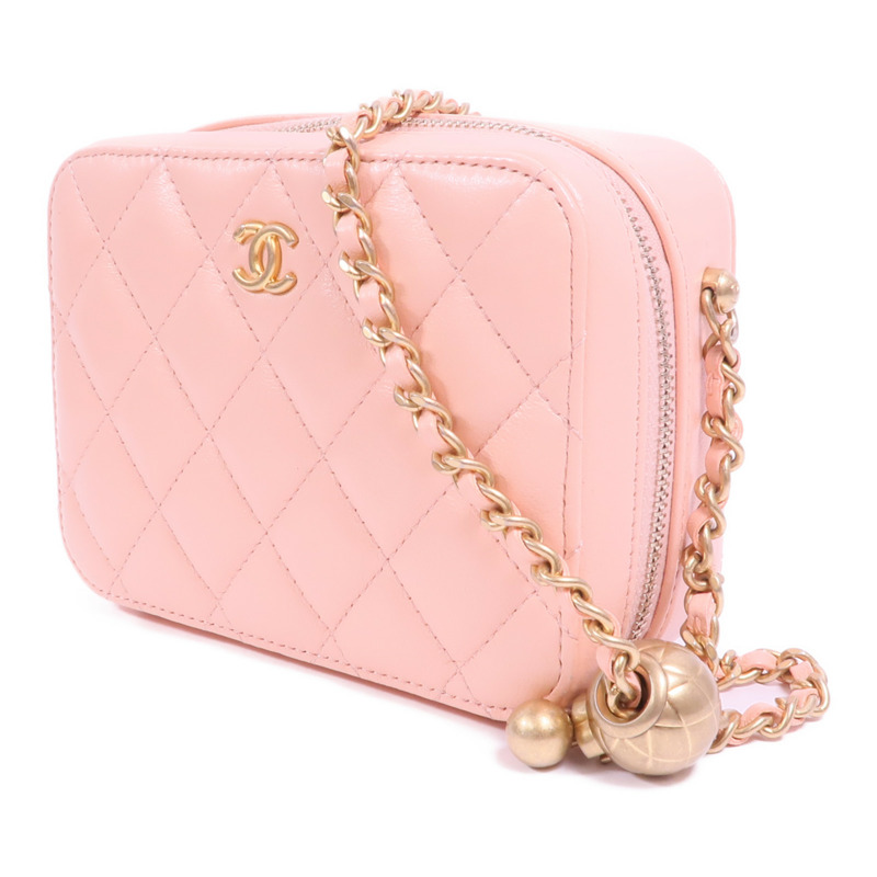 CHANEL 羊皮皮革Camera Gold Ball金扣鏈帶肩背袋-2