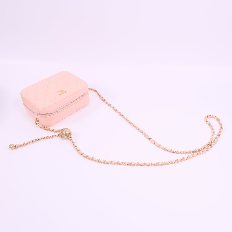 CHANEL 羊皮皮革Camera Gold Ball金扣鏈帶肩背袋-7