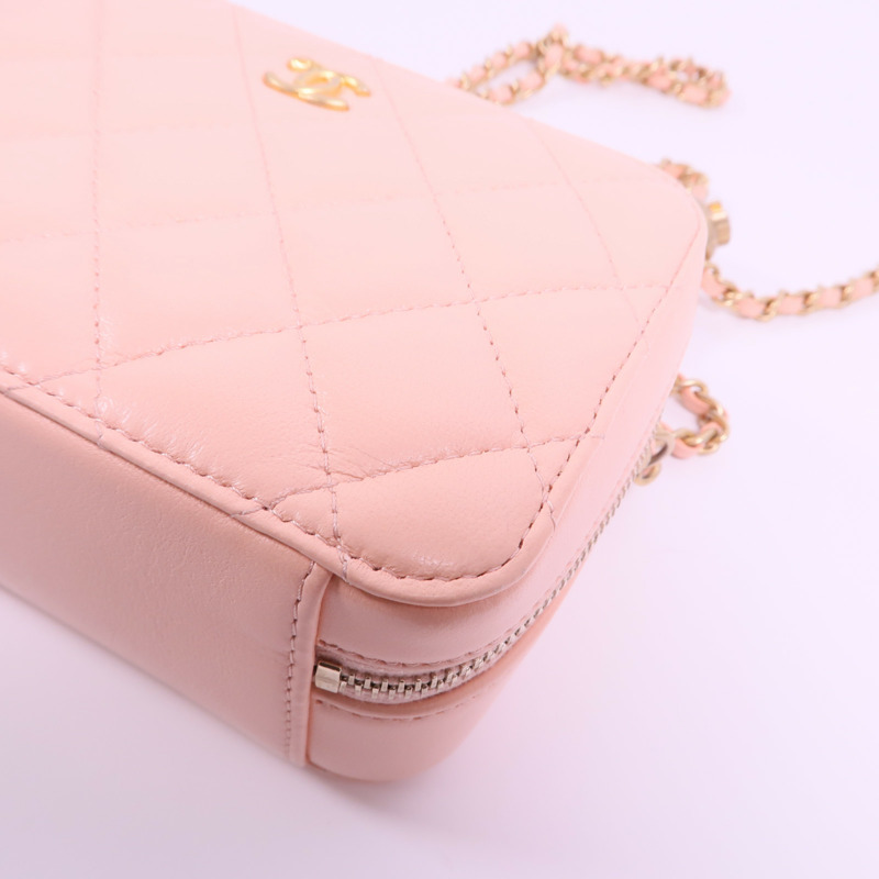 CHANEL 羊皮皮革Camera Gold Ball金扣鏈帶肩背袋-11