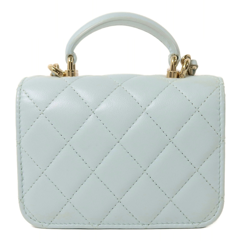 CHANEL 羊皮皮革Top Handle Flap金扣鏈帶手挽肩背兩用袋-1