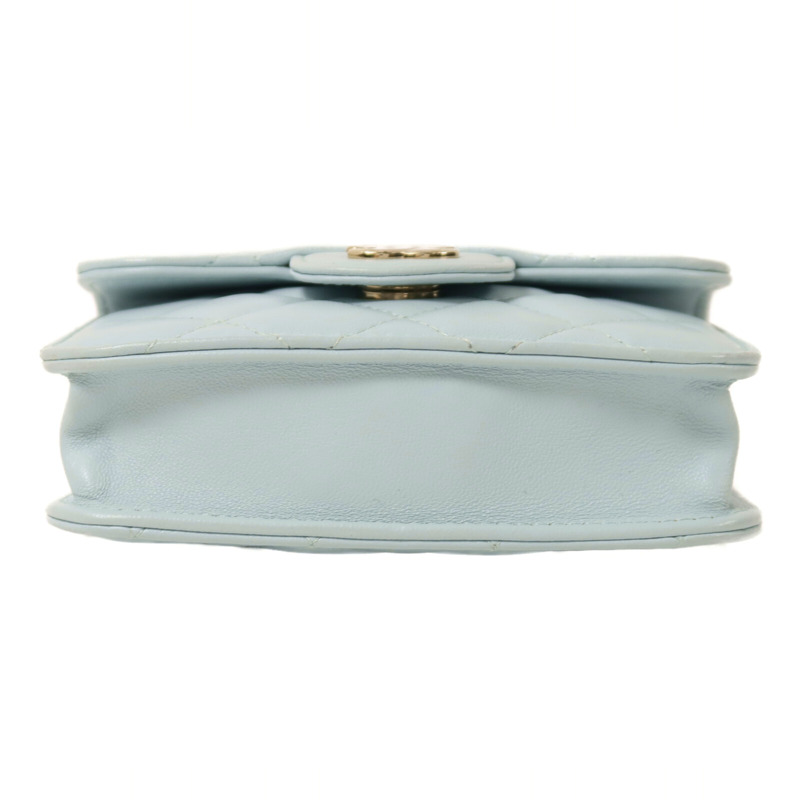 CHANEL 羊皮皮革Top Handle Flap金扣鏈帶手挽肩背兩用袋-3