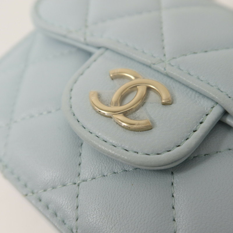 CHANEL 羊皮皮革Top Handle Flap金扣鏈帶手挽肩背兩用袋-11