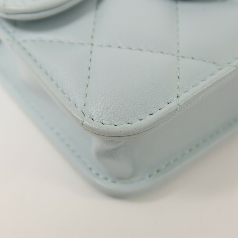 CHANEL 羊皮皮革Top Handle Flap金扣鏈帶手挽肩背兩用袋-12