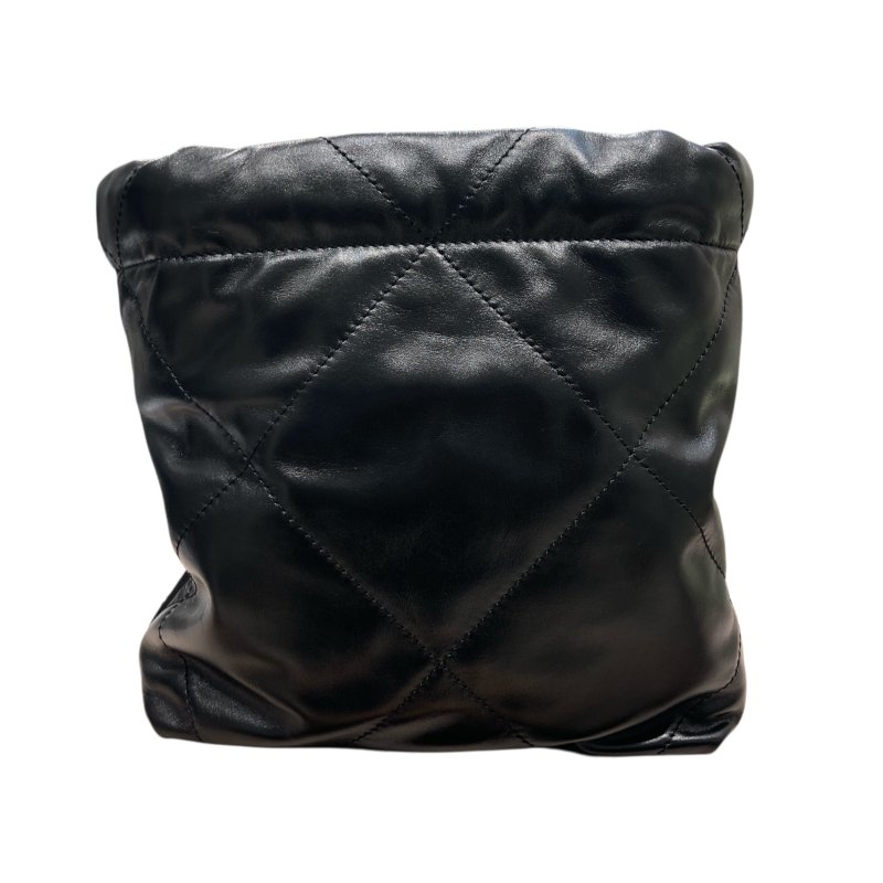 CHANEL 香奈兒 22 MINI 迷你流浪側背包 亮面小牛皮 黑色 銀釦-2