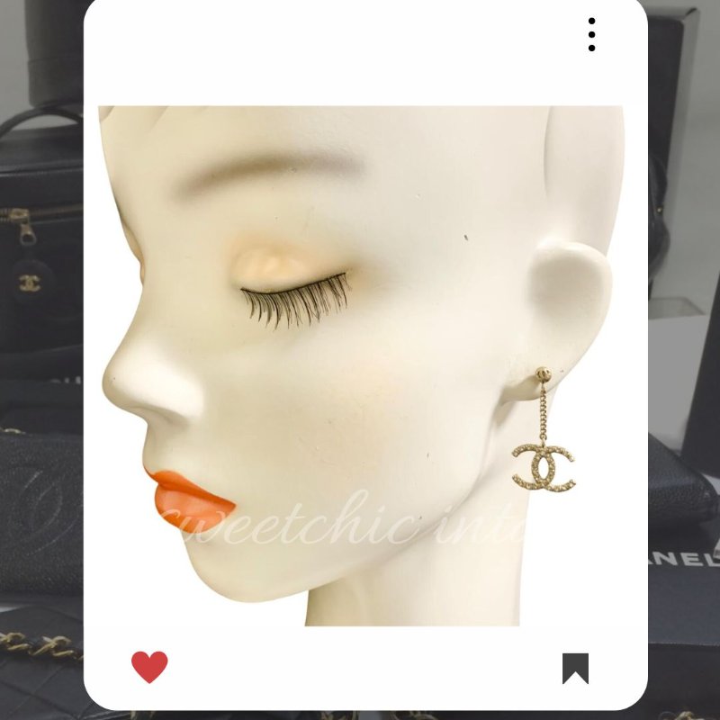 🛍️🎁 26 🔥 3月新品上架 💘 香奈兒 Chanel 金色CC水鑽耳環 🔥 香奈兒熱賣款 香奈兒經典款 耳環 CHANEL EARRING-4