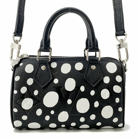 路易威登 Monogram Empreinte Infinity Dot 手提包，LV×YK Nano Speedy M81910，草間彌生黑色，女士路易威登