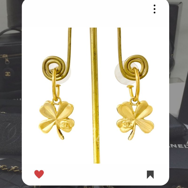 🛍️🎁 26 🔥 3月新品上架 💘 香奈兒 Chanel 金色四葉草金色耳環🔥 香奈兒熱賣款 香奈兒經典款 耳環 CHANEL EARRING-0