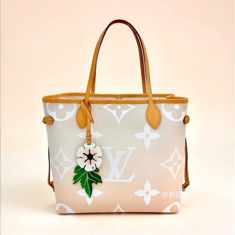 莉亞精品♡LV M45679 粉白漸層 neverfull MM 二手
