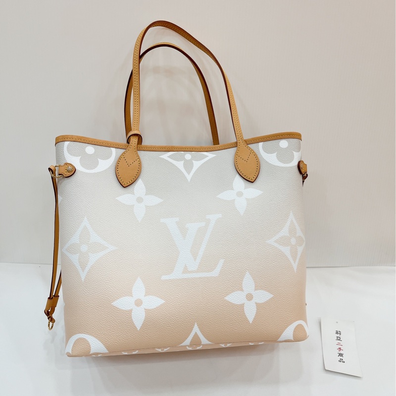 莉亞精品♡LV M45679 粉白漸層 neverfull MM 二手-2