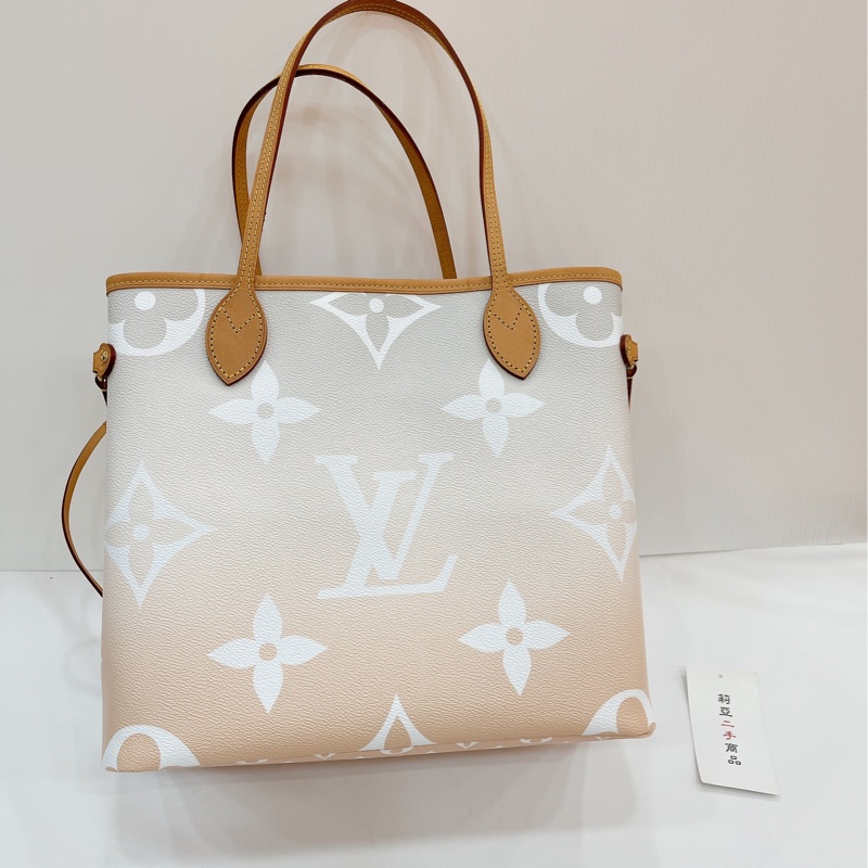 莉亞精品♡LV M45679 粉白漸層 neverfull MM 二手-6