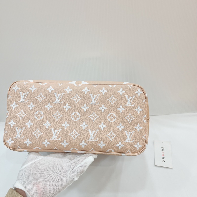 莉亞精品♡LV M45679 粉白漸層 neverfull MM 二手-9