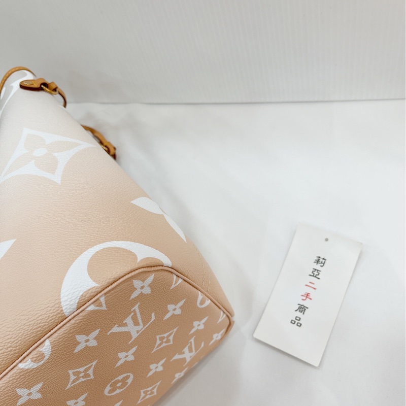 莉亞精品♡LV M45679 粉白漸層 neverfull MM 二手-11