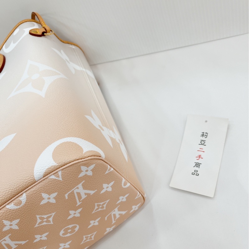 莉亞精品♡LV M45679 粉白漸層 neverfull MM 二手-13