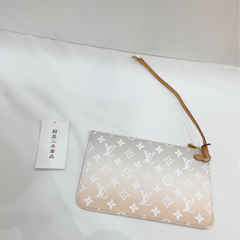 莉亞精品♡LV M45679 粉白漸層 neverfull MM 二手-20