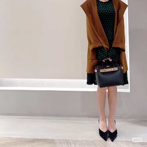 BURBERRY thebeIt黑金拼棕色手提肩背托特包28*23*15 98新配件塵袋