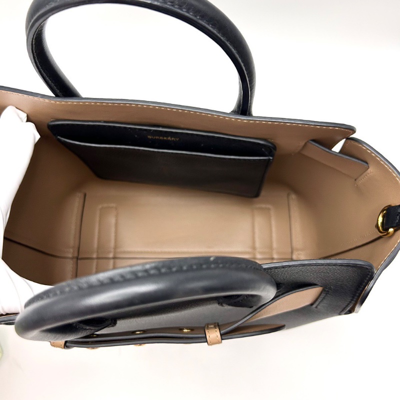 BURBERRY thebeIt黑金拼棕色手提肩背托特包28*23*15 98新配件塵袋-2