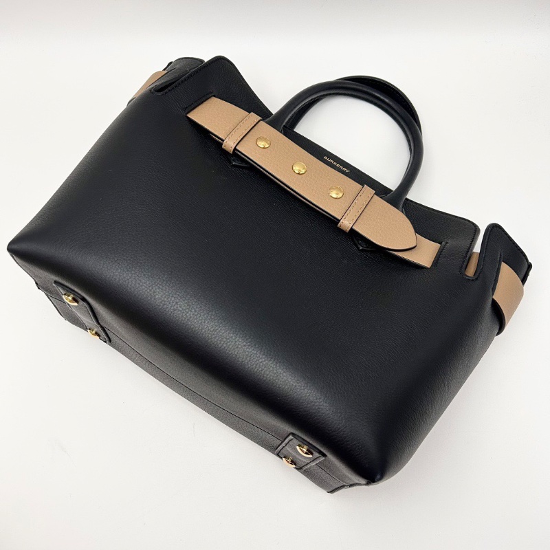 BURBERRY thebeIt黑金拼棕色手提肩背托特包28*23*15 98新配件塵袋-3