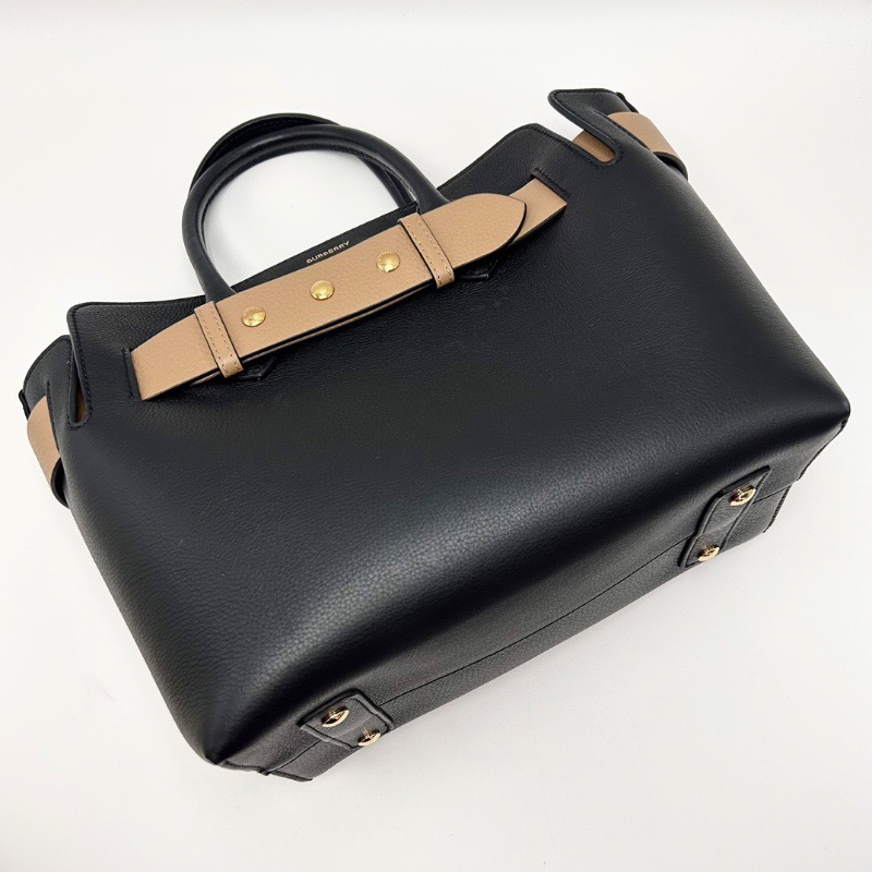 BURBERRY thebeIt黑金拼棕色手提肩背托特包28*23*15 98新配件塵袋-5