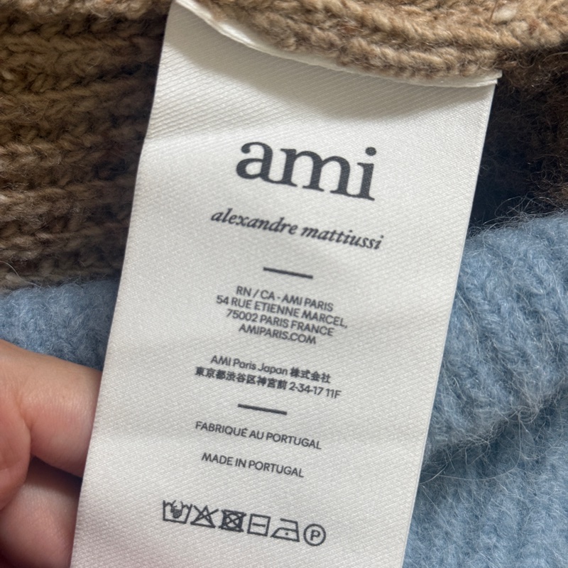 AMI Paris 愛心A 跳色V領針織毛衣 正品 男女可穿S-5