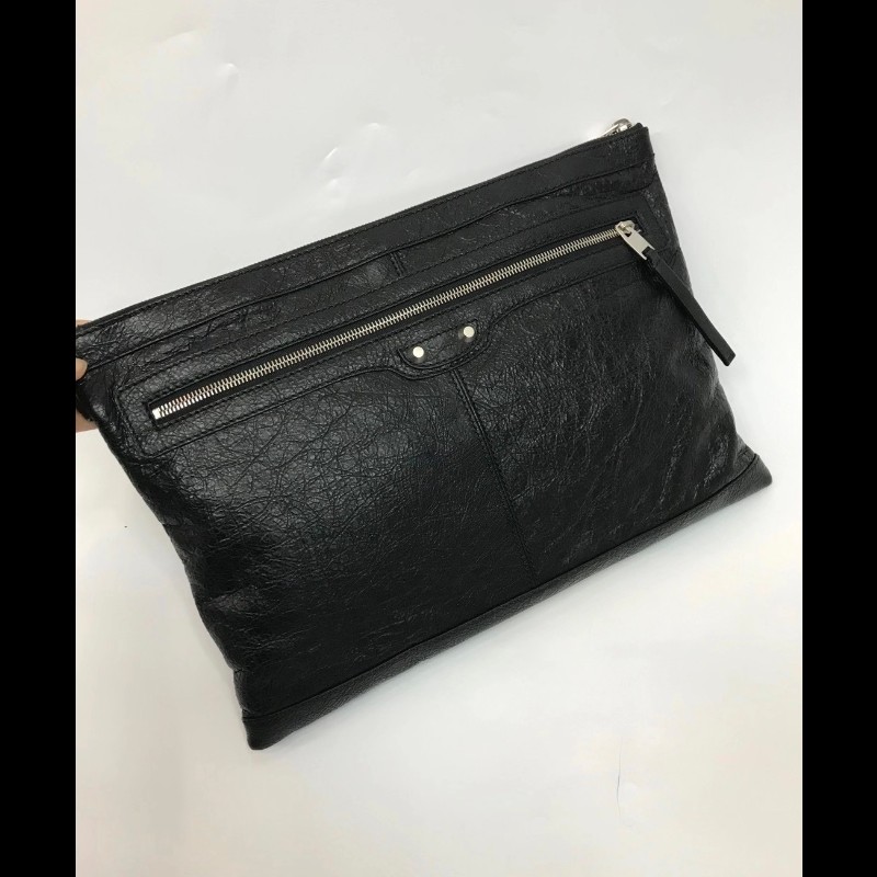 Balenciaga City 黑色大號小牛皮手拿袋 手提包-0