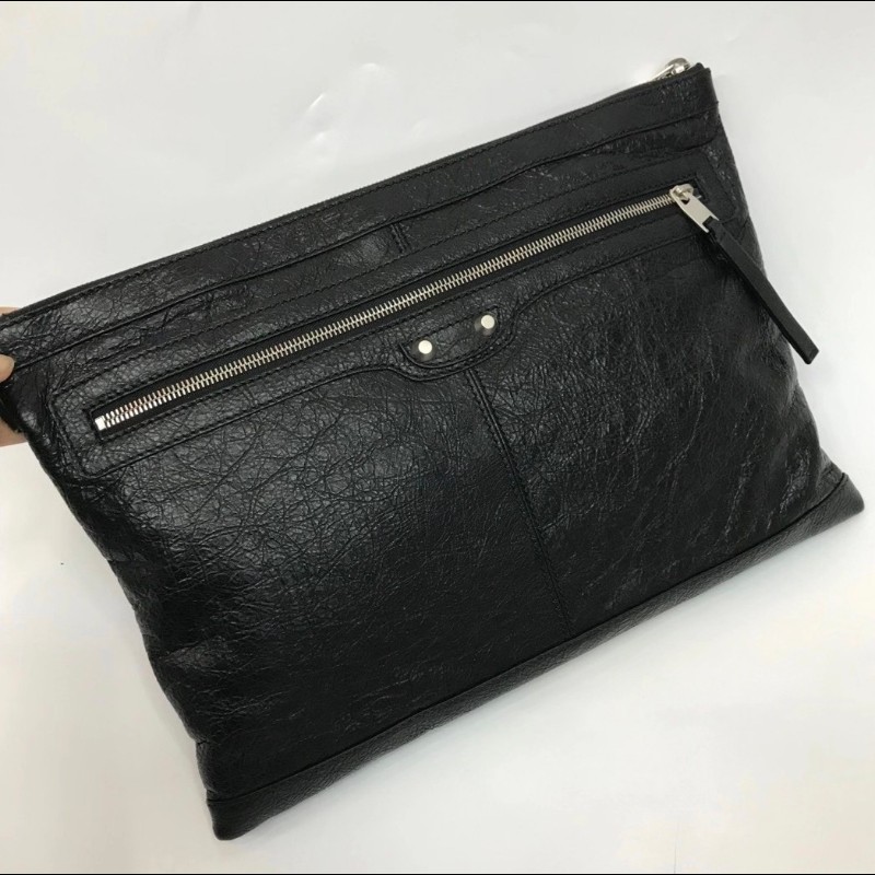 Balenciaga City 黑色大號小牛皮手拿袋 手提包-0