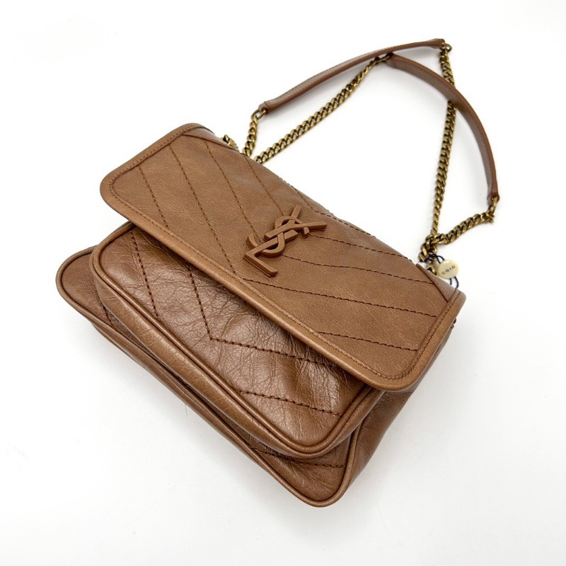 YSL D扣金棕niki小號肩背斜背鏈條包22*18*6.5 全新閒置配件塵袋-3