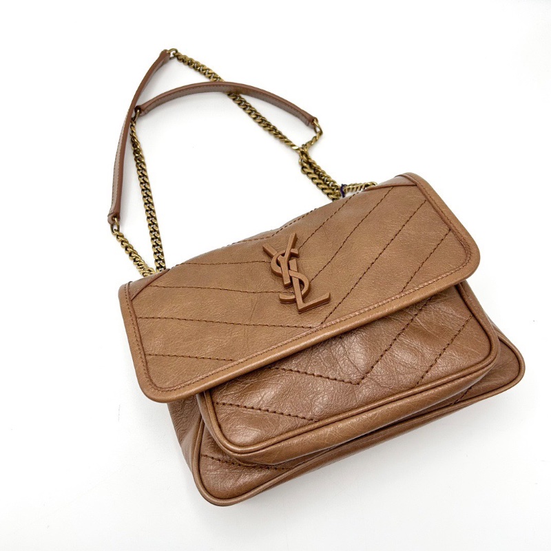 YSL D扣金棕niki小號肩背斜背鏈條包22*18*6.5 全新閒置配件塵袋-5