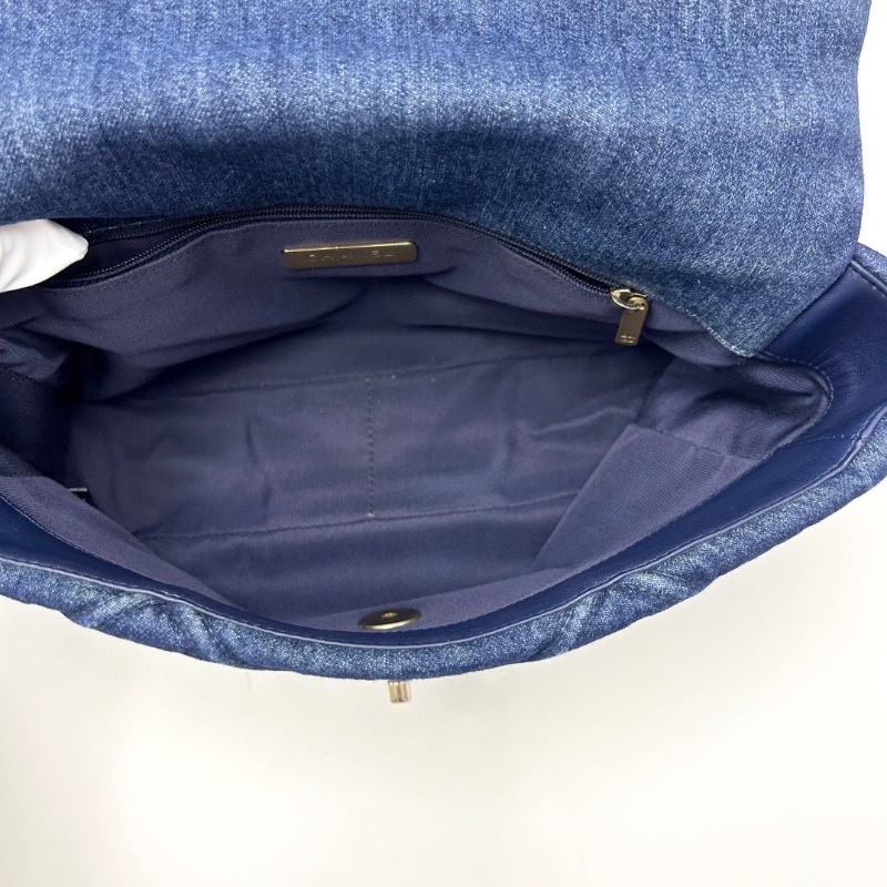 CHANEL丹寧牛仔19bag肩背斜背包30*18*8 98新配件塵袋購證保卡-2