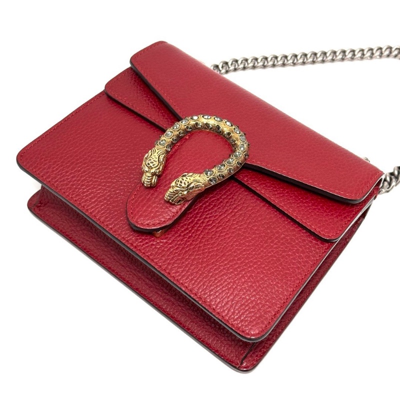 GUCCI 酒神小號紅金鑽扣肩背斜背鏈條包20*15*6 98新配件塵袋-2