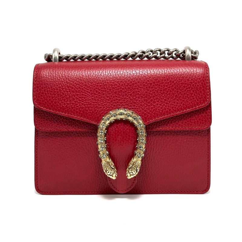 GUCCI 酒神小號紅金鑽扣肩背斜背鏈條包20*15*6 98新配件塵袋-5