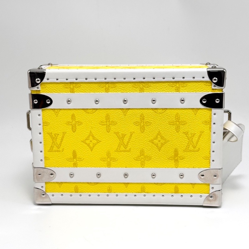LV 黃白拼色柳釘Clutch box 限量小硬盒肩背包芯片款22*16*7.5 全新閒置配件盒子塵袋吊牌-6