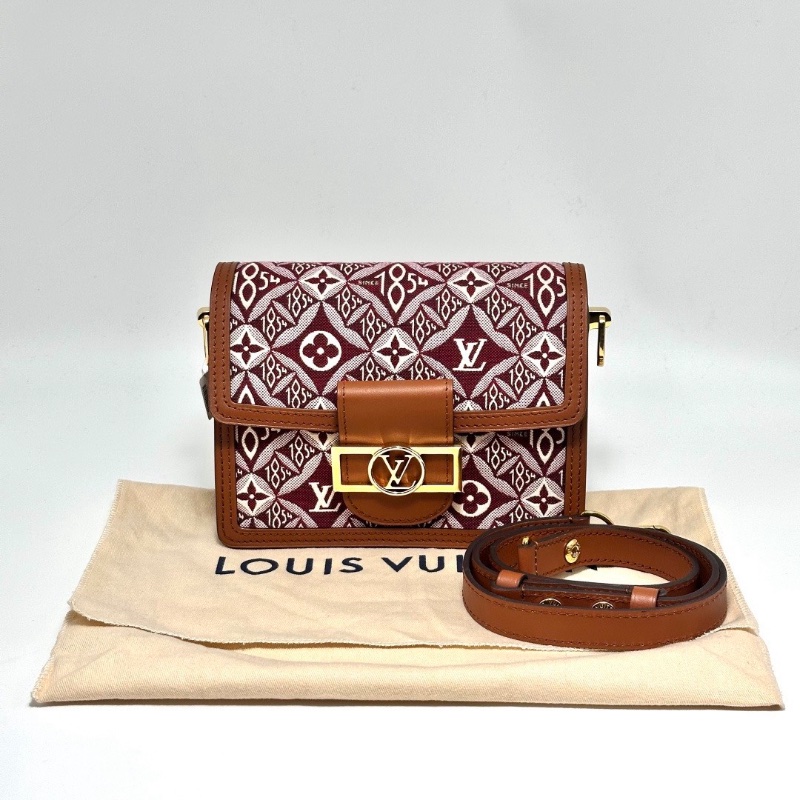 LV 棕紅色Dauphine 小號肩背斜背包20*15*9 98新配件塵袋-1