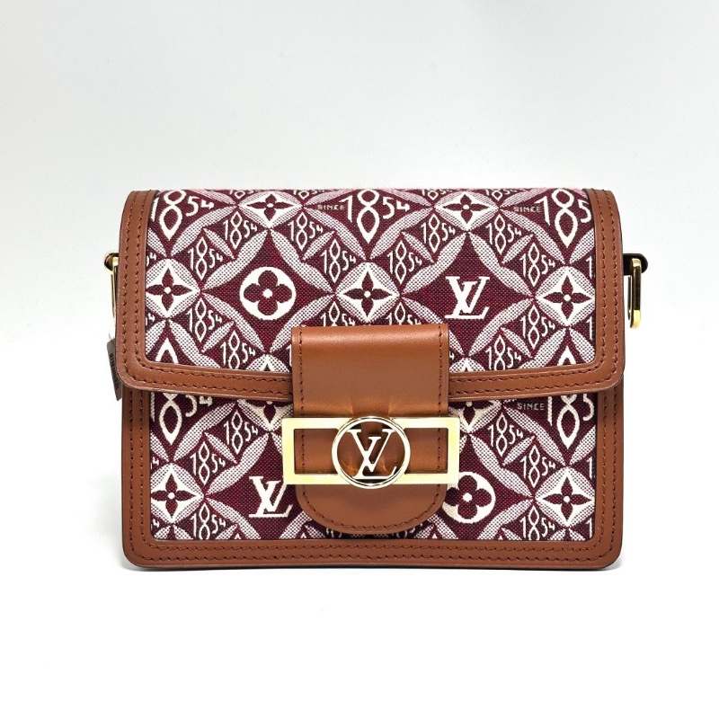 LV 棕紅色Dauphine 小號肩背斜背包20*15*9 98新配件塵袋-5