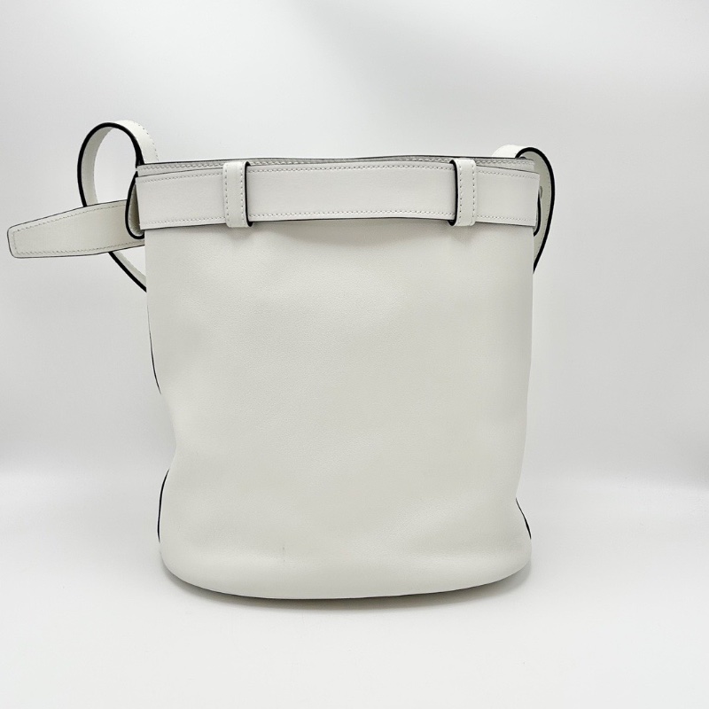 PRADA Buckle白色皮革水桶肩背包27*29*18 98新配件塵袋-6